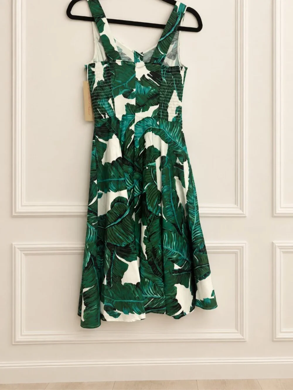 NWT Belle Poque Tropical Leaf Fit & Flare Midi Dress Size S